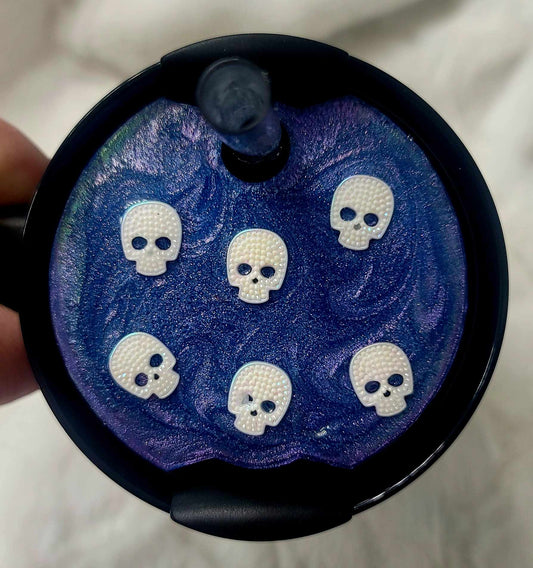 Blue Iridescent Skull Lid Cover