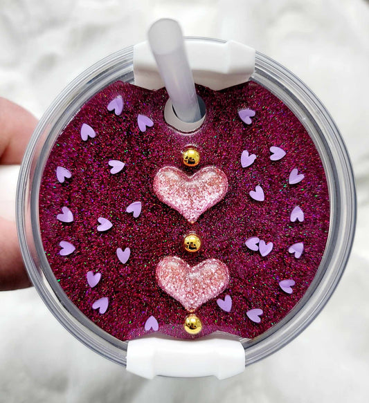 Purple Hearts Lid Cover