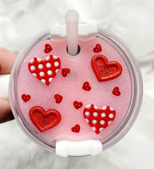 Red Hearts Lid Covers
