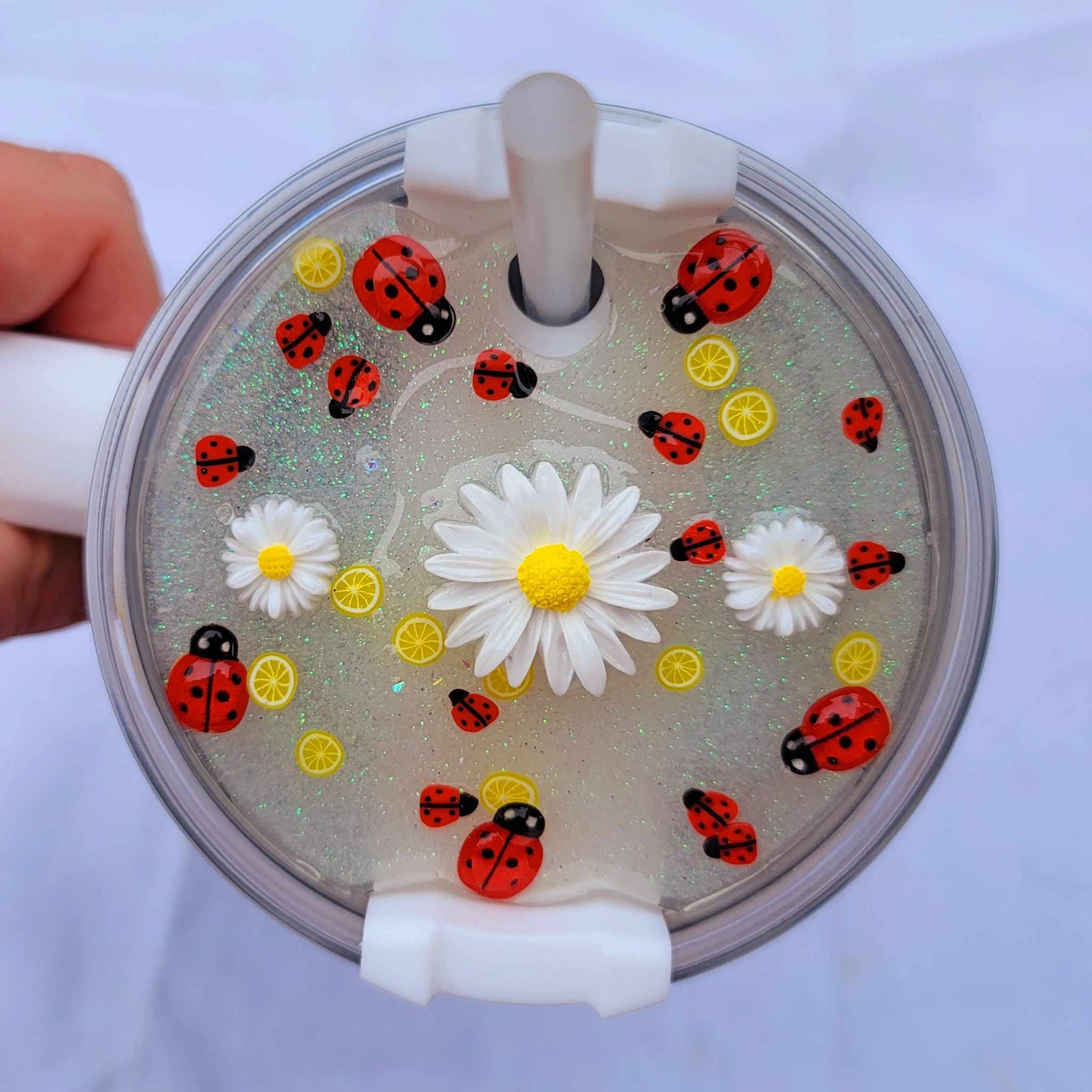 Daisies and Ladybugs Lid Cover