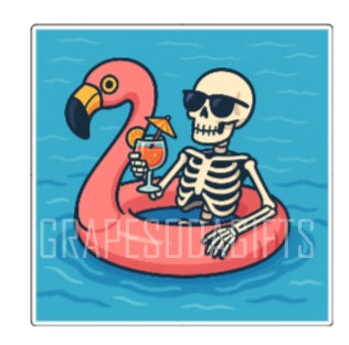 Pool Time Skeleton Sticker
