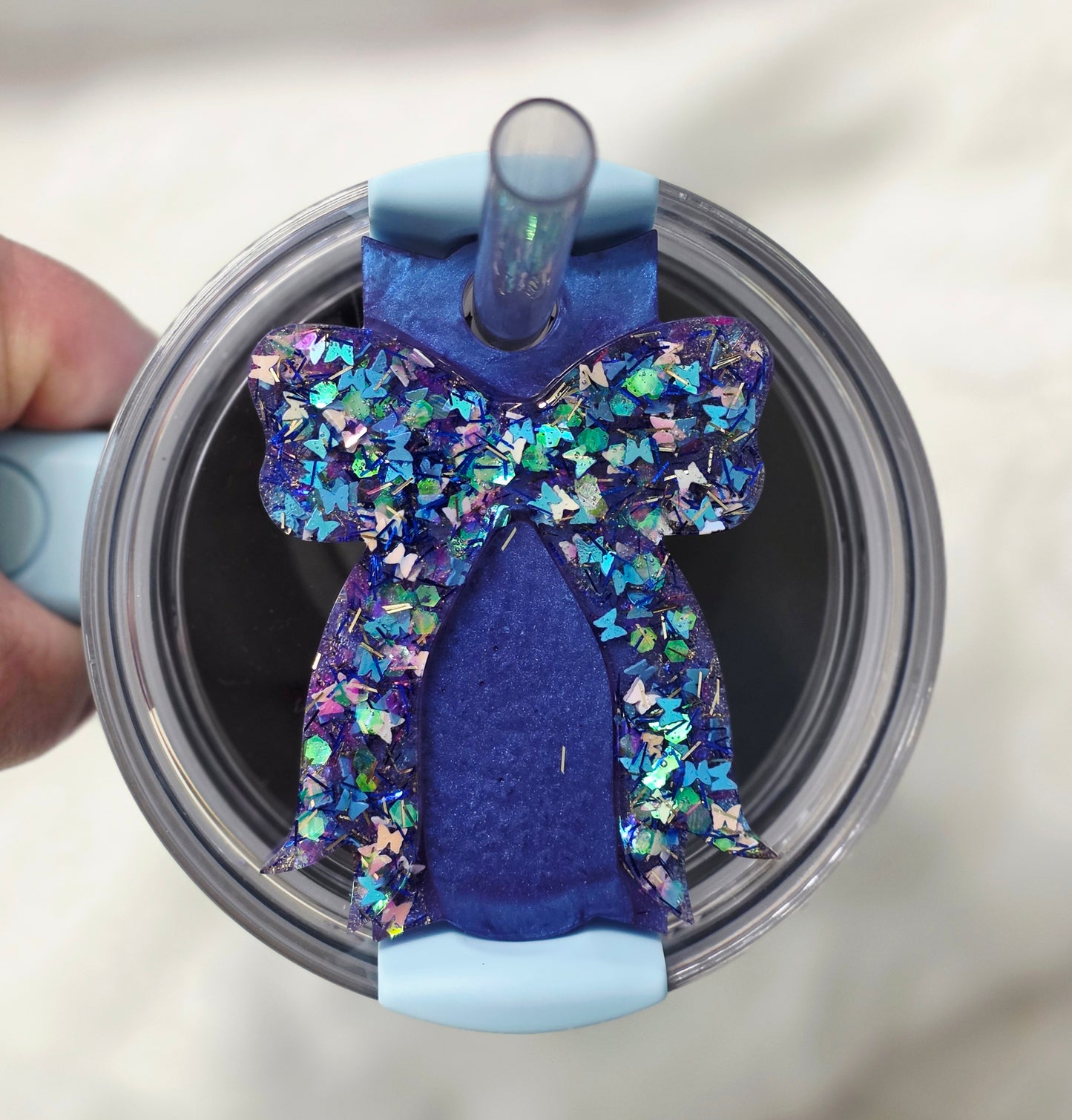 Blue Butterfly Bow Lid Topper