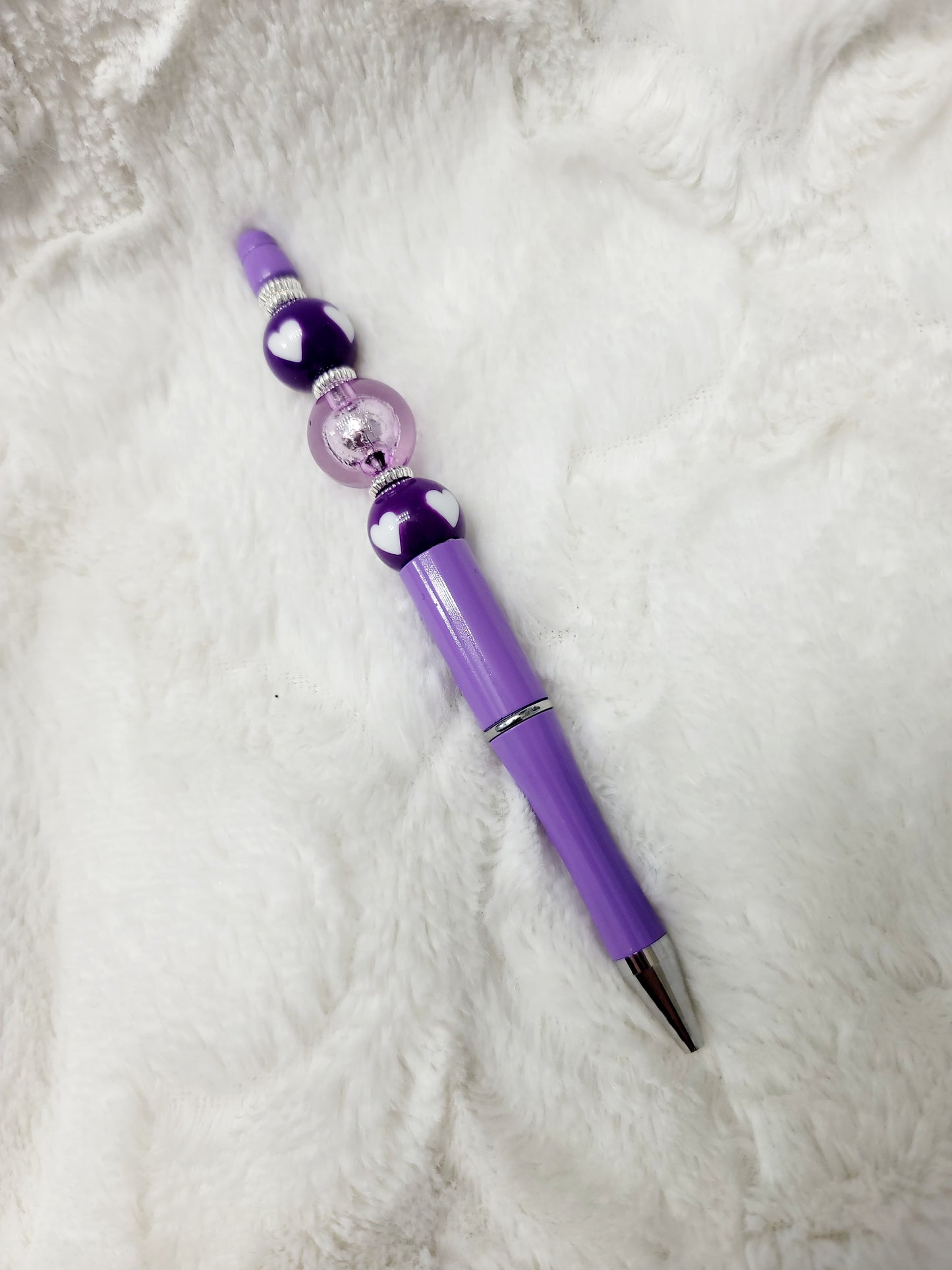 Purple Beaded Ballpoint Pen