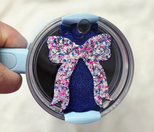Pink and Blue Bow Tumbler Topper