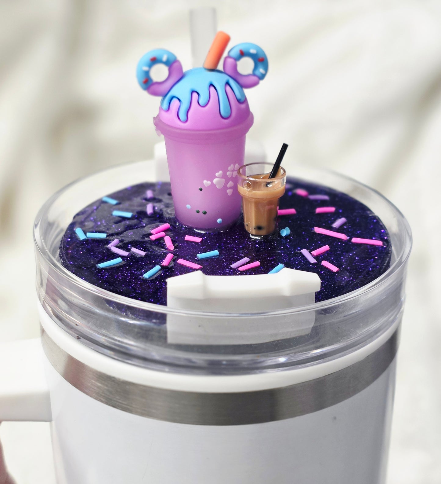 Purple Mouse Drink Lid Topper